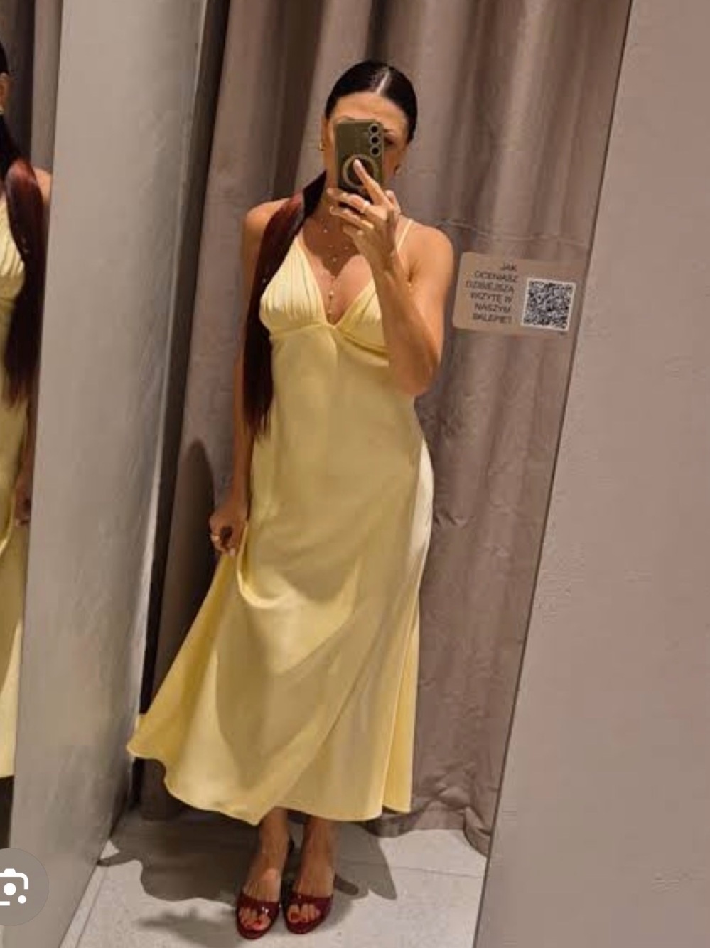 🔥🔥Zara Yellow Slip Midi Dress